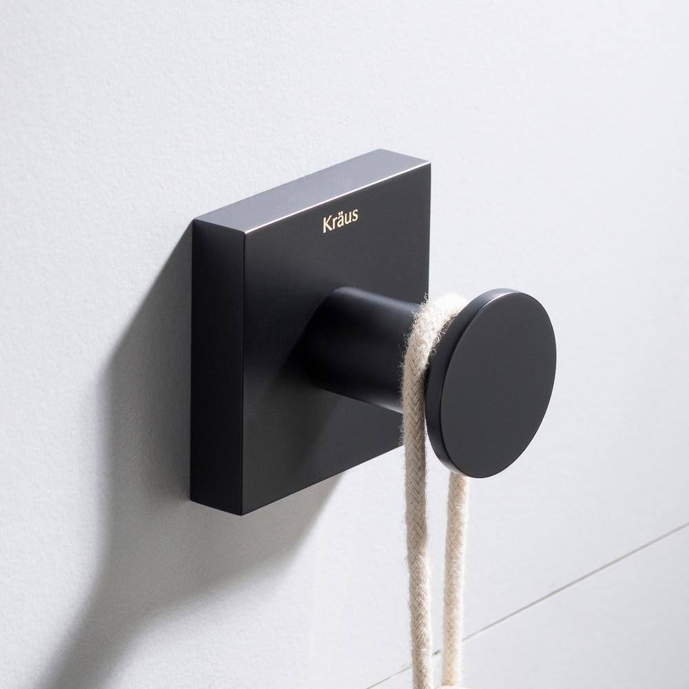 KRAUS Ventus Bathroom Robe and Towel Hook in Matte Black KEA-17701MB