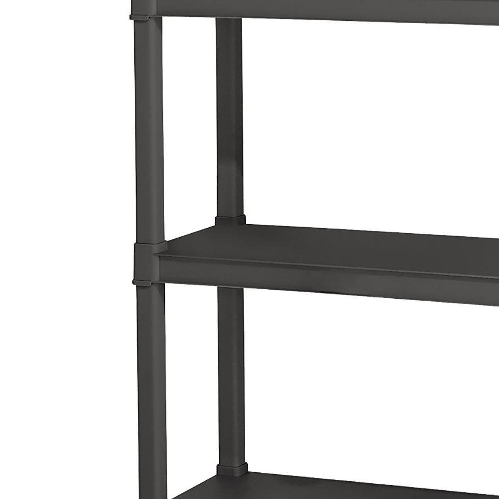 Sterilite Black 4-Tier Plastic Garage Storage Shelving Unit (14 in. W x 57 in. H x 35 in. D) 3 x 01643V01