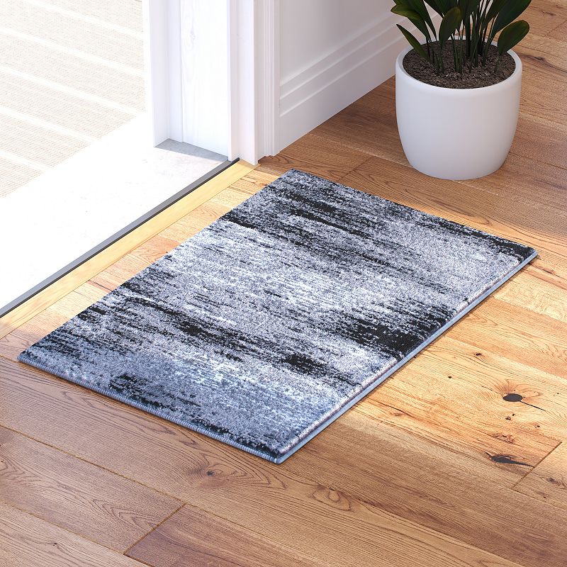 Masada Rugs Masada Rugs Trendz Collection 2'x3' Modern Contemporary Area Rug Mat in Gray， Black and White - Design Trz863