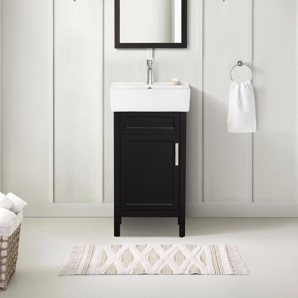 Home Decorators Collection Arvesen 18 in. W x 12.20 in. D x 34.50 in. H Bath Vanity in Espresso with White Ceramic Top Arvesen 18E