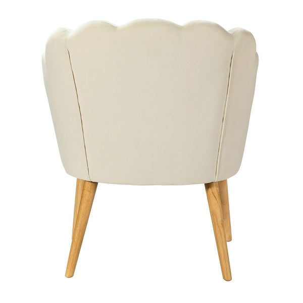 Eleanora Morden Scalloped Velvet Arm Chair with Tufted Back by HULALA HOME