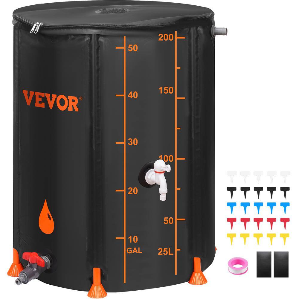 VEVOR 53 Gal. Portable Water Tank 1000D PVC Rain Barrel to Collect Rainwater from Gutter Water Storage Container for Garden ZDYSTJLY53PVCPJB4V0