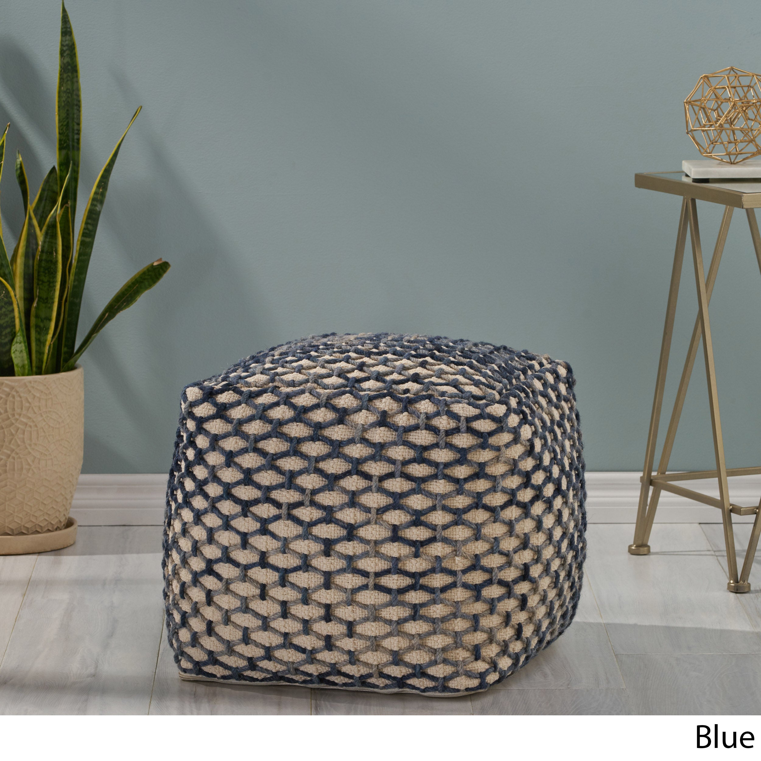 Jobe Boho Wool and Cotton Pouf