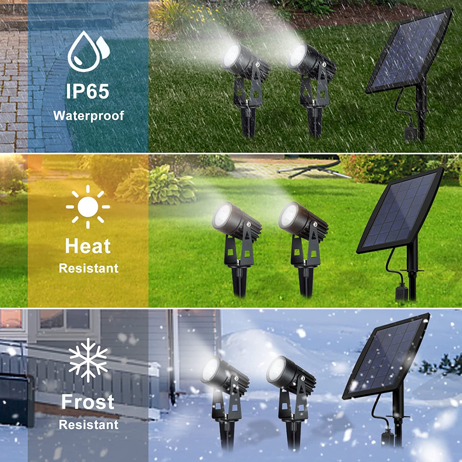 Depuley Solar Spot Lights Outdoor， LED Solar Landscape Spotlights， Solar Powered Wall Lights 2-in-1 Waterproof Solar Landscaping Light