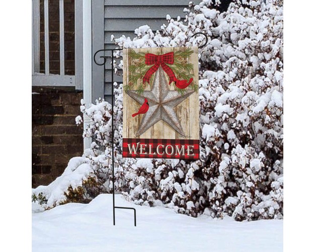 Briarwood Lane Festive Barnstar Winter Garden Flag Primitive Welc