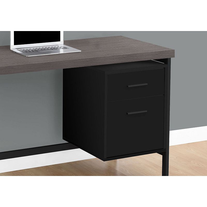 47.25 Black and Gray Contemporary Rectangular Computer Desk with Drawers