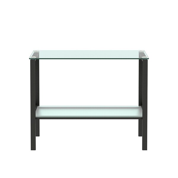 Rectangular Console Table， Double-layer Tempered Glass Porch Table