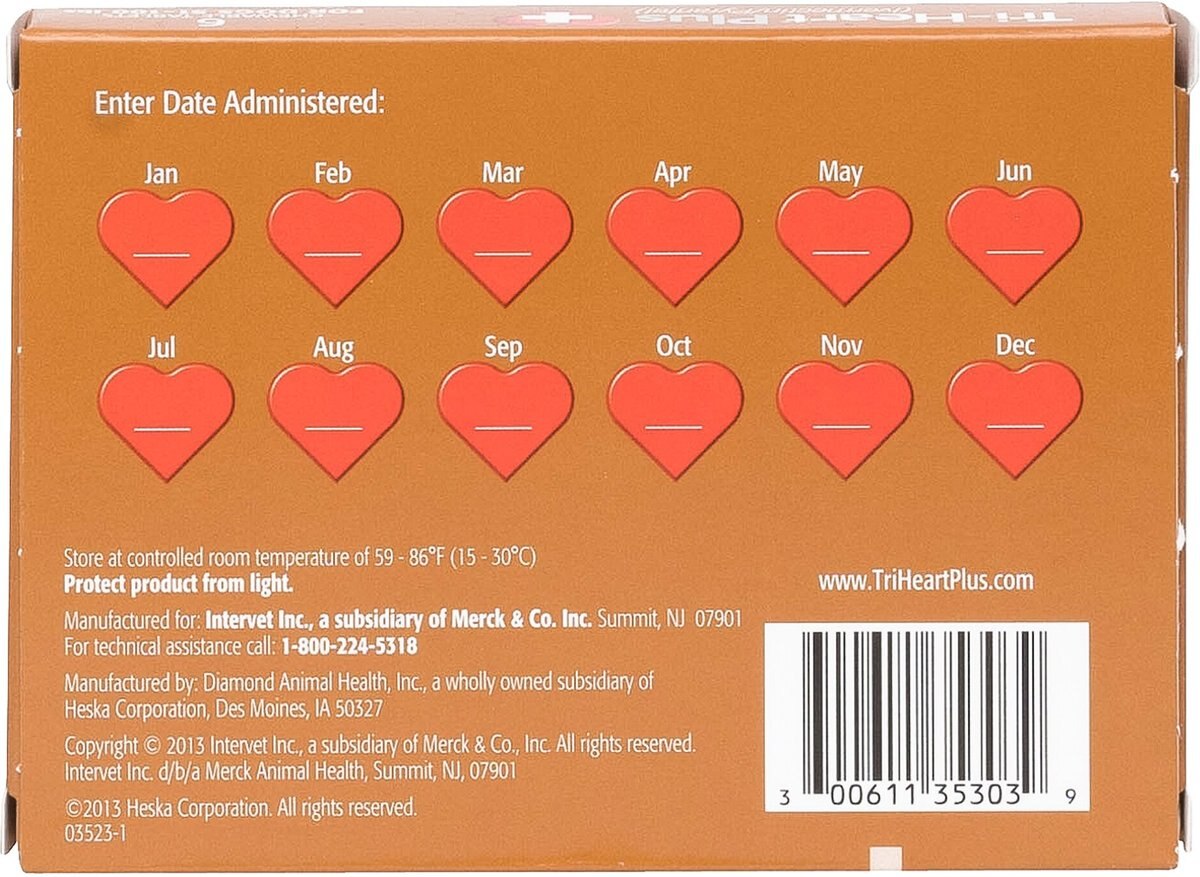 Tri-Heart Plus Chewable Tablet for Dogs， 51-100 lbs， (Brown Box)