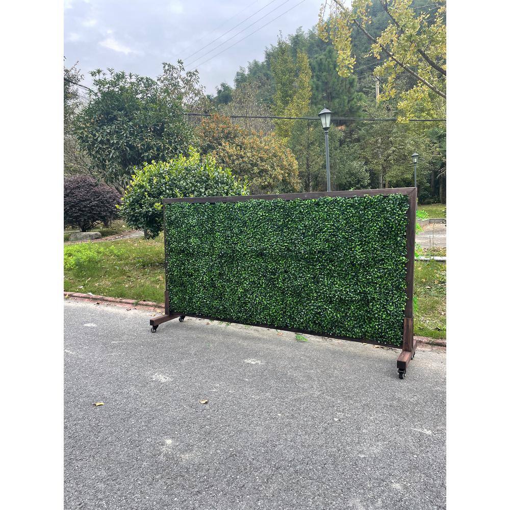 Ejoy 36 in. x 72 in. Mobile Privacy Garden Fence Divider with Artificial Grass on Both Sides and Wood Stand MobilHedgeDivider_36x72_1pc