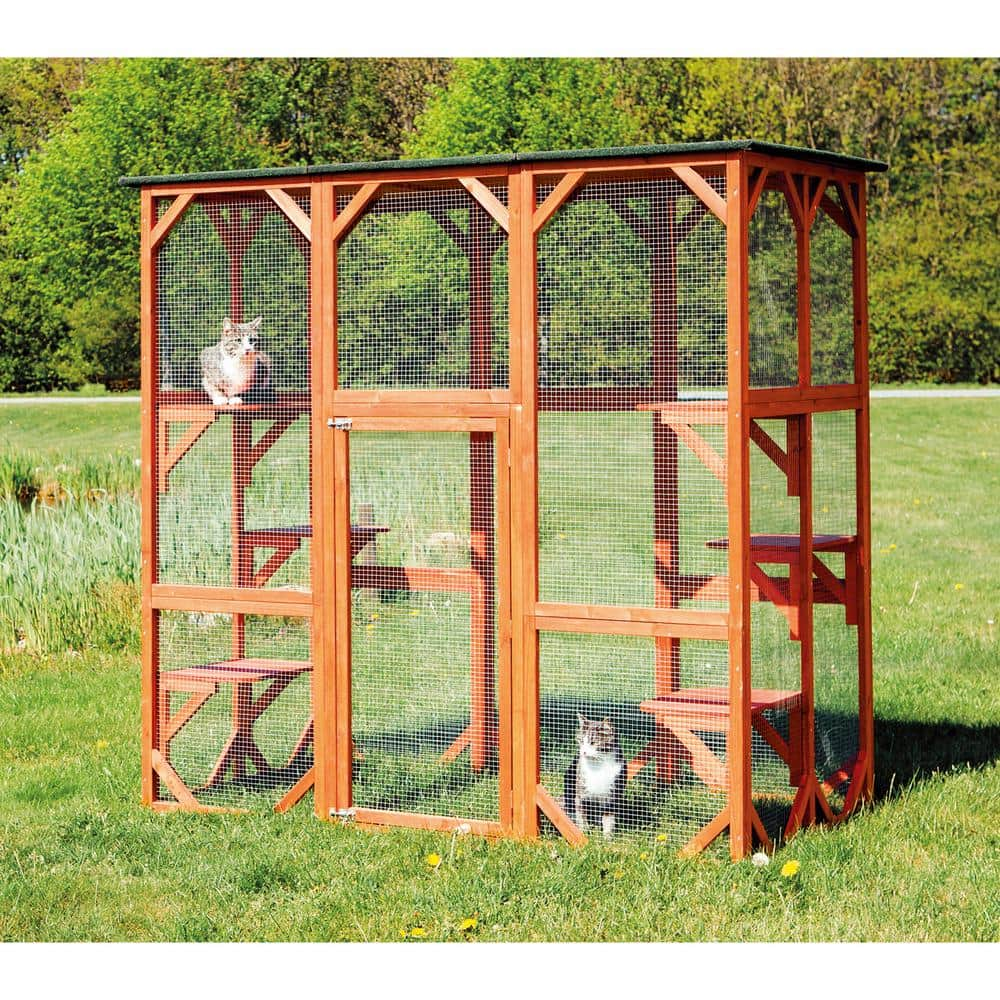 TRIXIE 70.75 in. x 38.5 in. x 70.75 in. Wooden Outdoor Cat House 44110