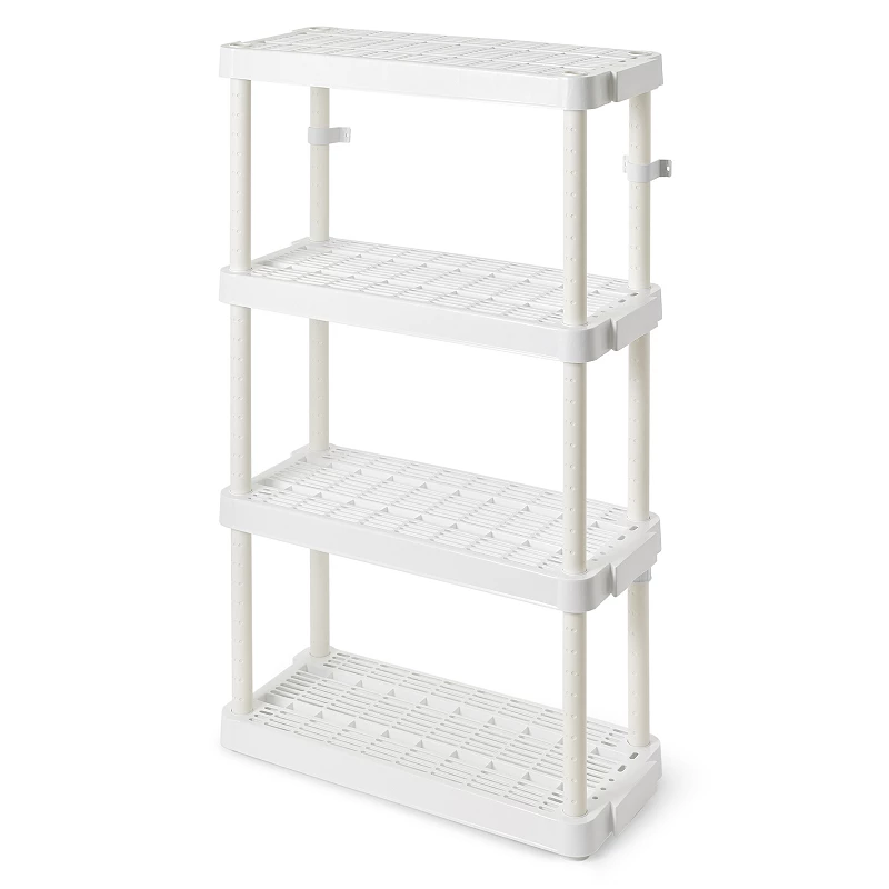 Gracious Living 4 Shelf Adjustable Ventilated Medium Duty Shelving Unit， White