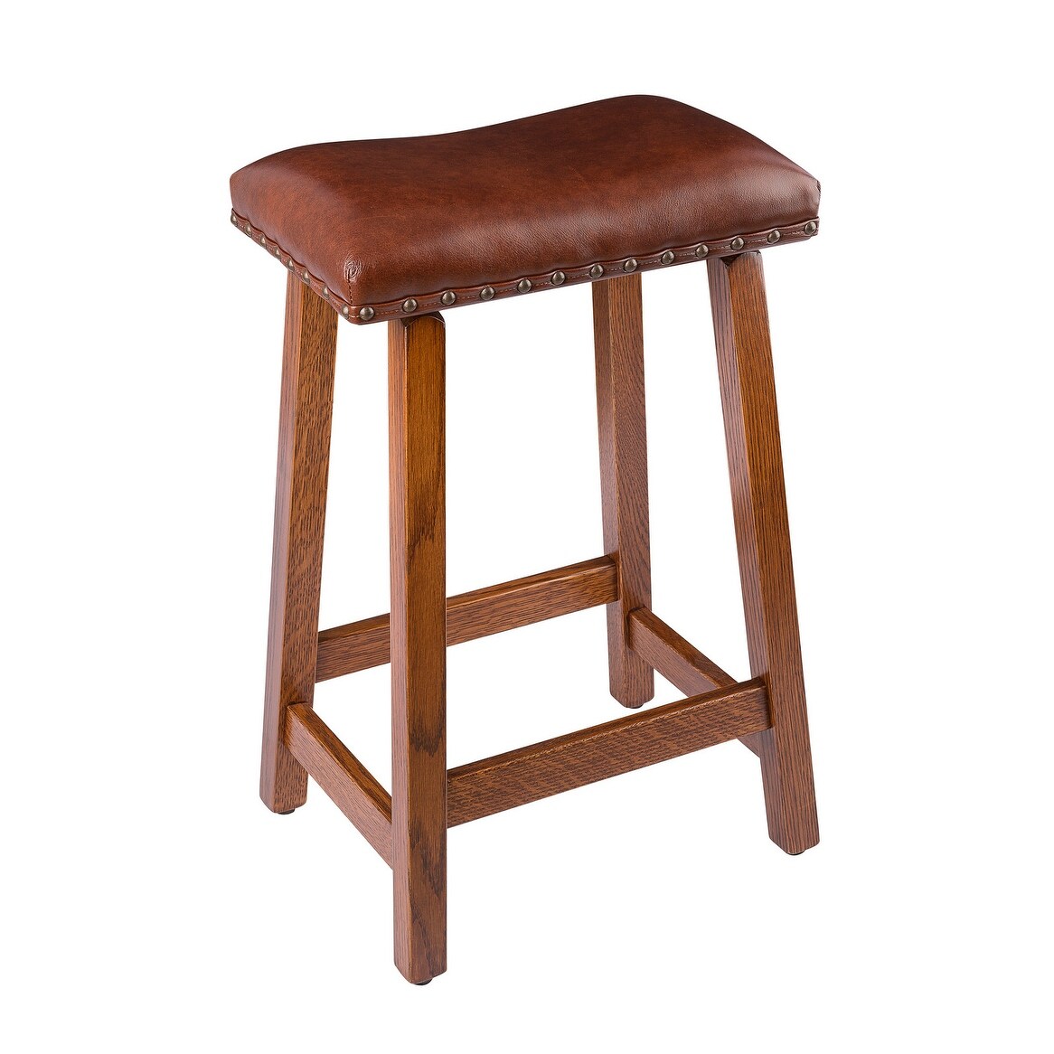 Bar Stool in Quarter Sawn Oak with Leather Seat