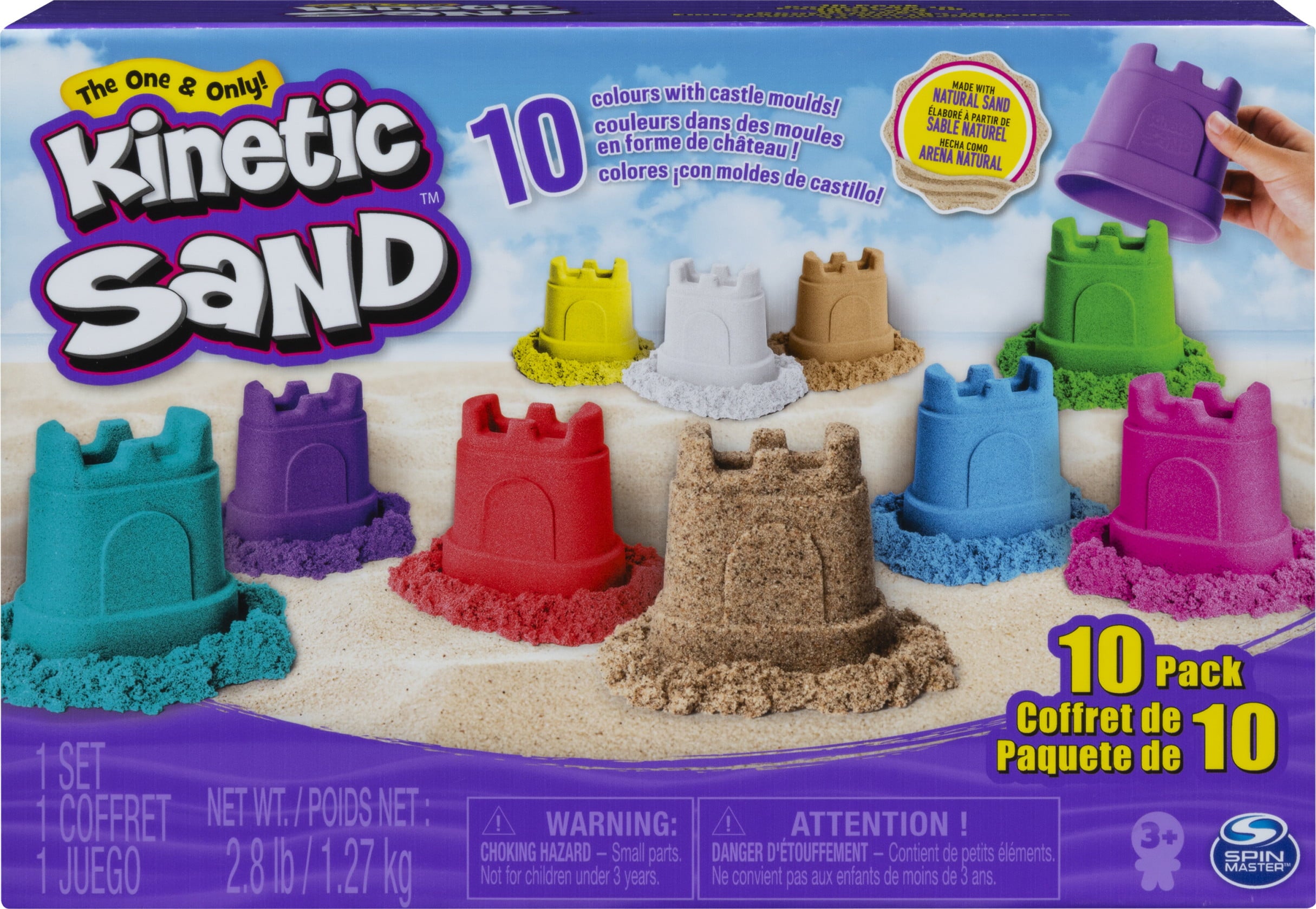 Kinetic Sand, Castle Containers 10-Color Pack Colored Sand Toys