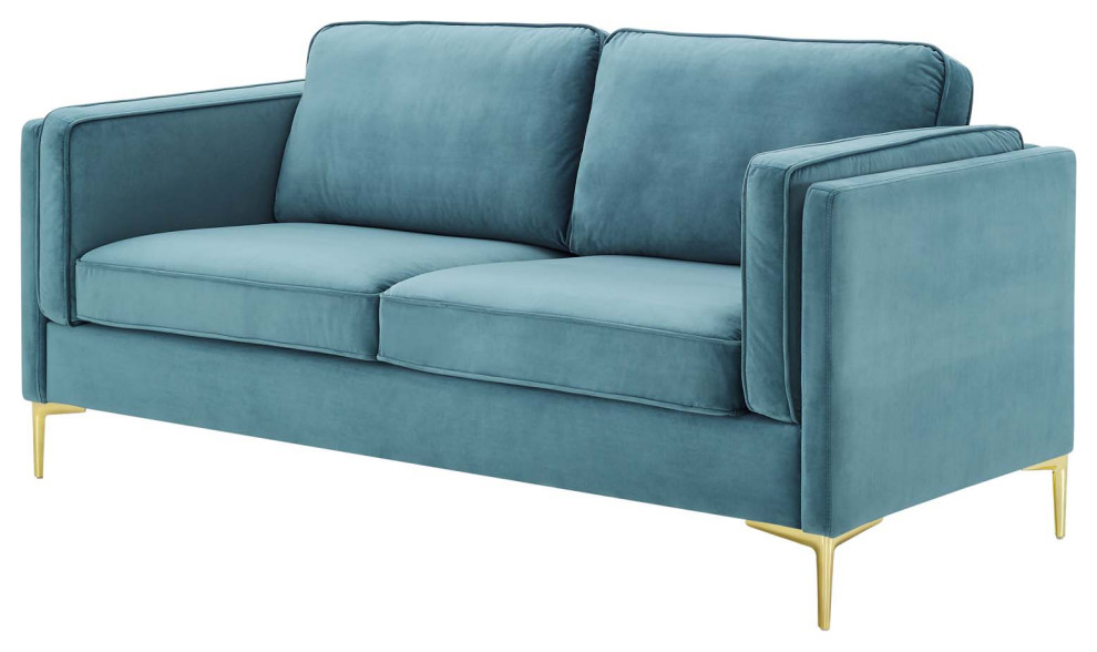 Sofa  Velvet  Dark Gray  Modern  Living Lounge Room Hotel Lobby Hospitality   Midcentury   Sofas   by House Bound  Houzz