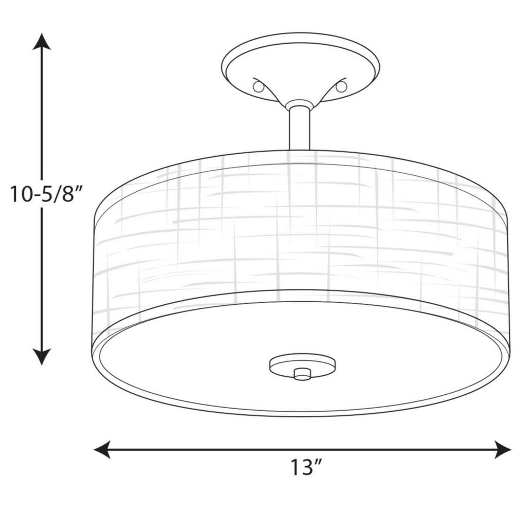 Progress Lighting Inspire Collection 17-Watt Antique Bronze Integrated LED Transitional Bedroom Ceiling Light Drum Semi-Flush Mount P3683-2030K9