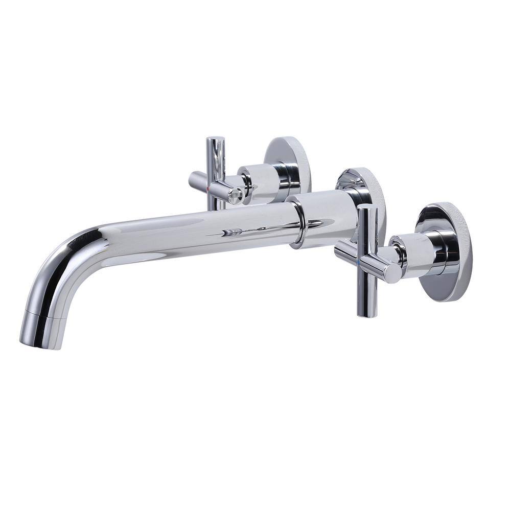 WOWOW Double Handle Wall Mounted Bathroom Faucet in Chrome 131400C