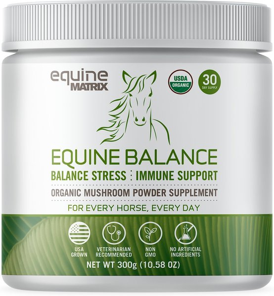 Equine Matrix Balance Organic Mushroom Powder Horse Supplement， 300-gram tub