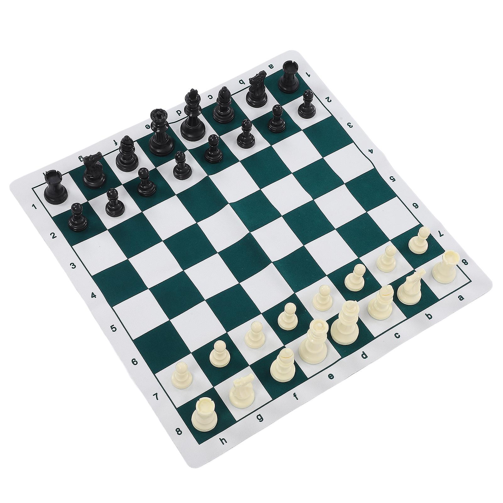 Chess Set Plastic Chess Board Set Desktop Game With 50x50cm Artificial Leather Board For Party Camping Relaxing