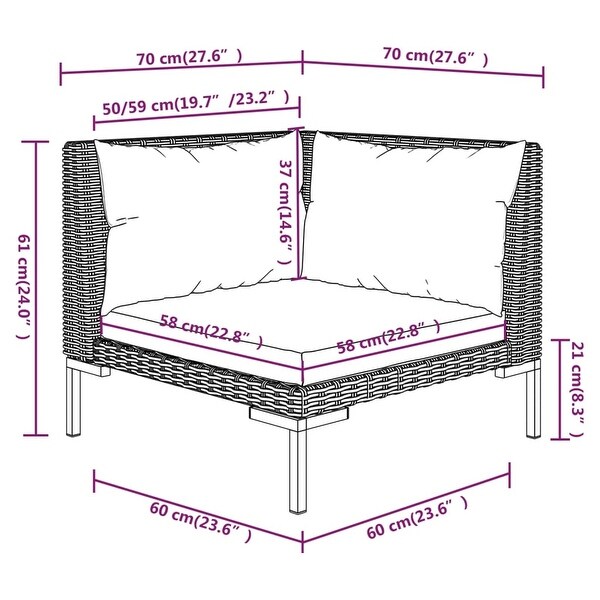 14 Piece Patio Lounge Set with Cushions Poly Rattan Dark Gray