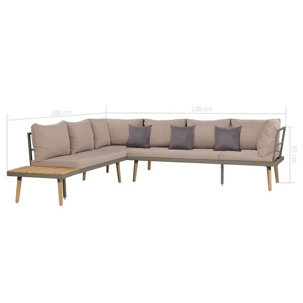 4 Piece Garden Lounge Set with Cushions Solid Acacia Wood Brown - Overstock - 35108239