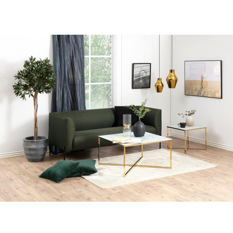 KOLINA Glass Coffee Table 80cm - White & Golden Chrome