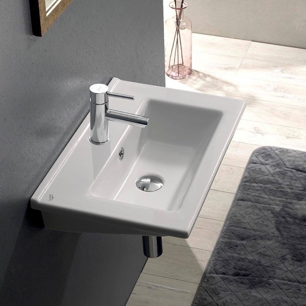 Nameeks Arte Wall Mounted Bathroom Sink in White CeraStyle 067300-U-One Hole