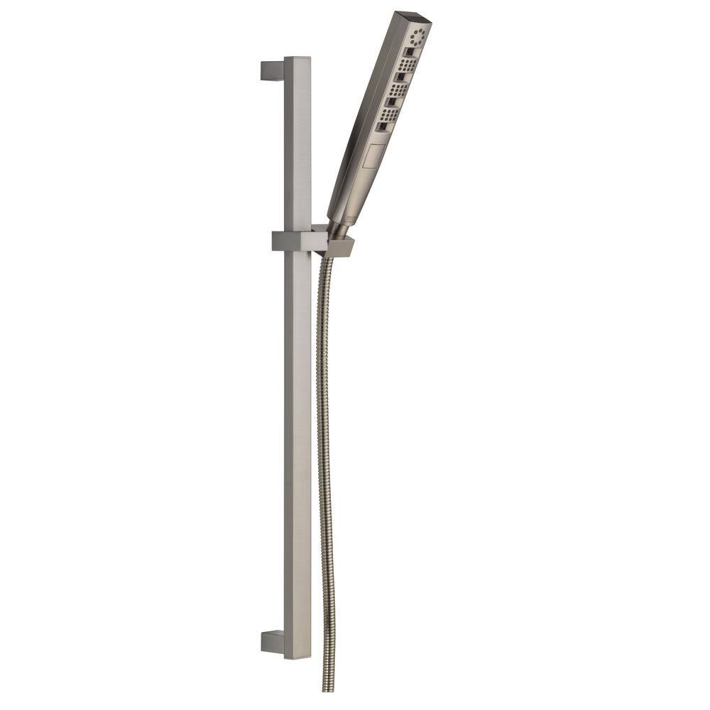 Delta 4-Spray Patterns 1.75 GPM 1.43 in. Wall Mount Handheld Shower Head with H2Okinetic in Lumicoat Stainless 51140-SS-PR