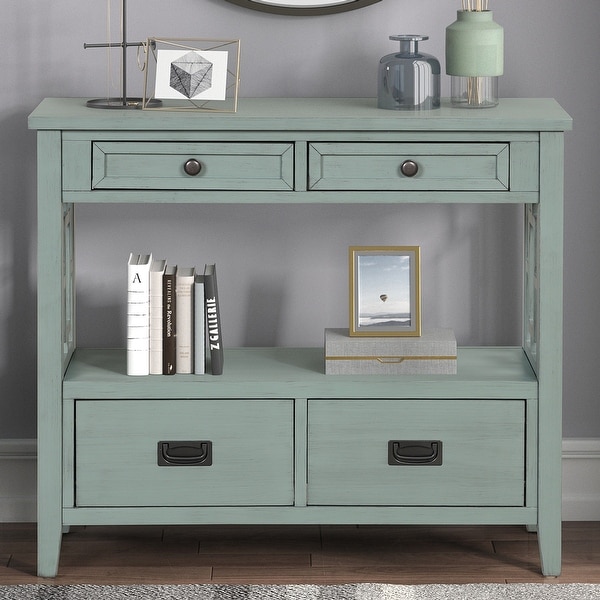 Console Table Entry Sofa Table with 4 Drawers and 1 Storage Shelf