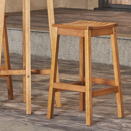 Olina Honey Eucalyptus Wooden Outdoor Dining Stool...