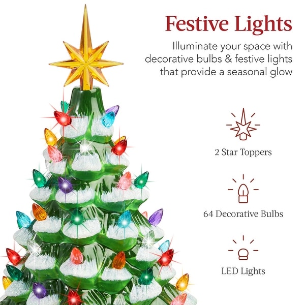 PreLit Ceramic Tabletop Christmas Tree with Lights