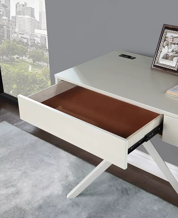 Furniture of America Myles 30 Solid Wood Computer Desk with Universal Serial Bus and Storage