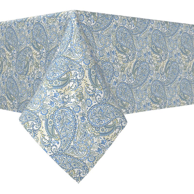 Rectangular Tablecloth， 100% Cotton， 52x104， Blue Paisley