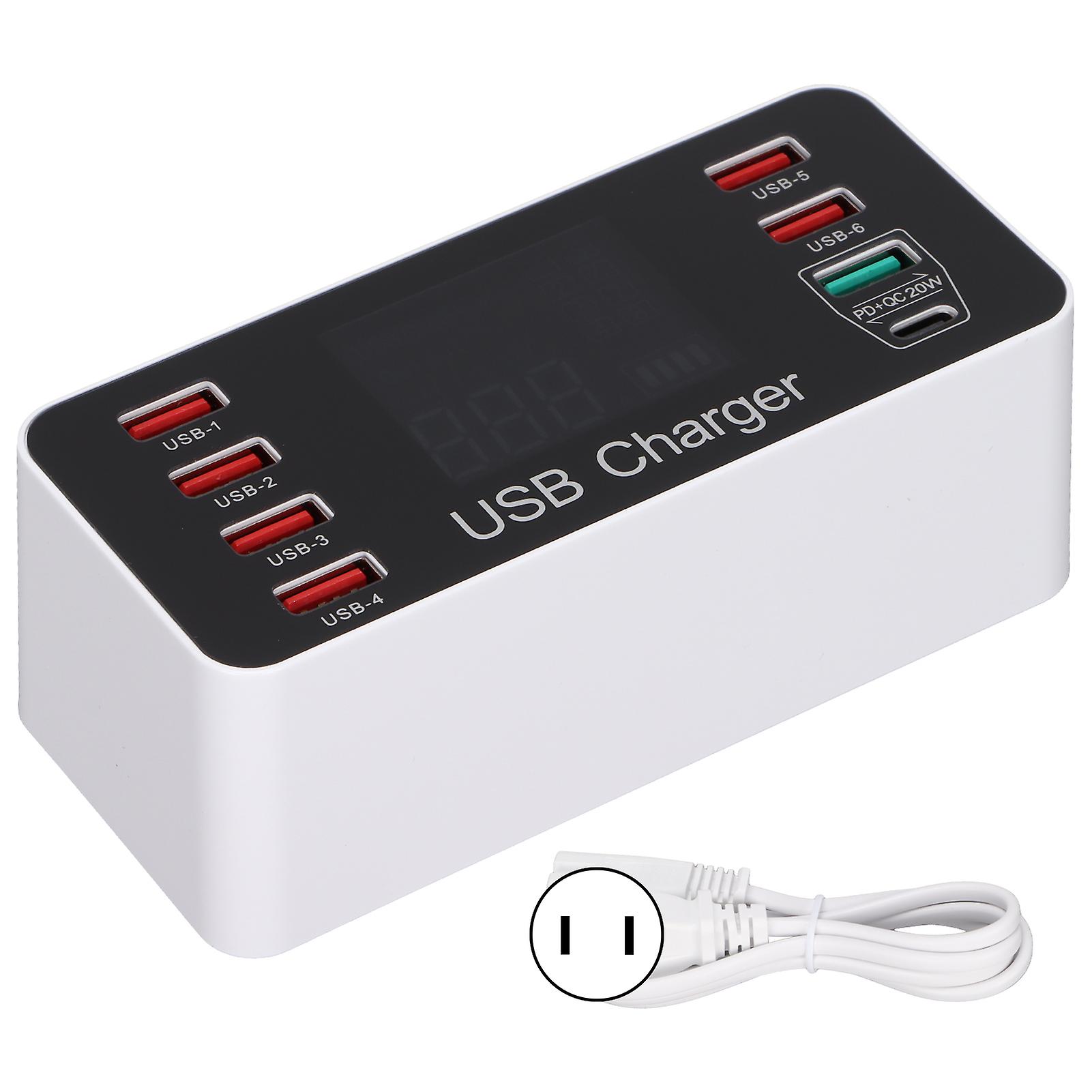 A9+ 8 Port Usb Charger 40w Fast Charging Qc 3.0 Usb C Multiple Usb Charging Stations With Lcd For Smartphones Tabletsus Plug