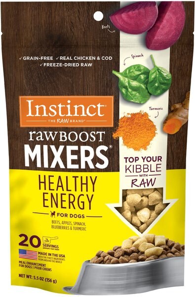 Instinct Boost Mixers Healthy Energy Grain-Free Freeze-Dried Raw Dog Food Topper， 5.5-oz bag