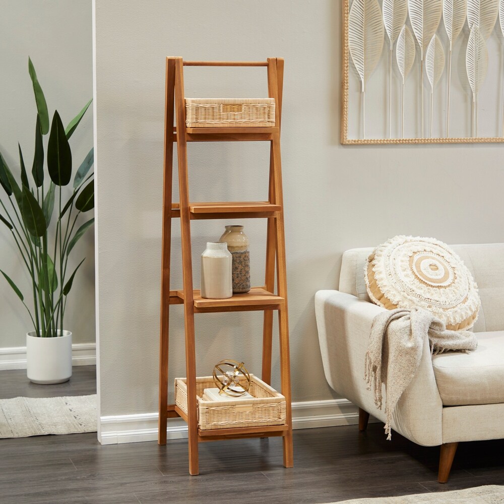 Brown Teak Contemporary Shelving Unit   18 x 19 x 60