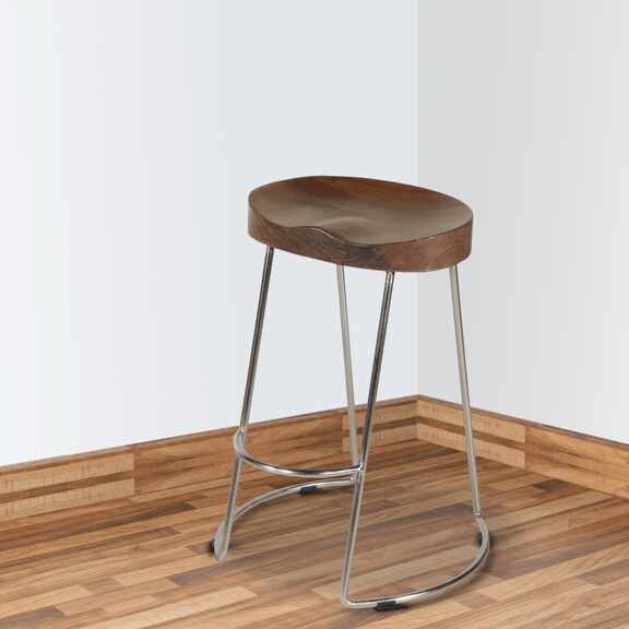 Ela 30 inch Bar Stool with Mango Wood Saddle Seat ...