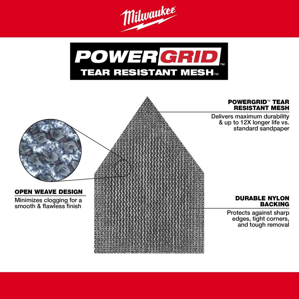 Milwaukee 180 Grit Mesh Sanding Sheets for M12 Orbital Detail Sander 12pk ;