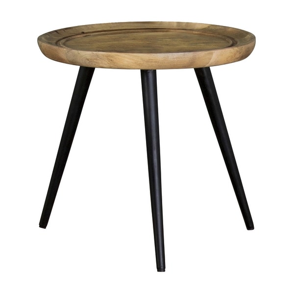 Coaster Furniture Zoe Natural and Black Round End Table with Trio Legs