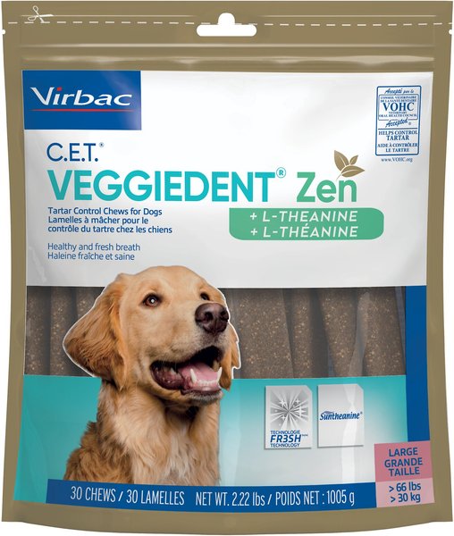 Virbac C.E.T. VeggieDent Zen Dental Chews for Large Dogs， over 66 lbs