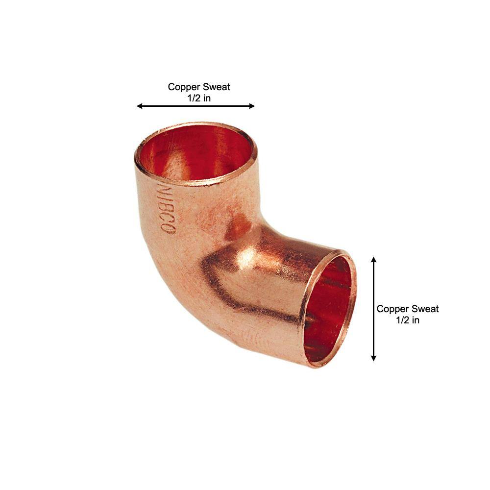 Everbilt 12 in. Wrot Copper 90-Degree Cup x Cup Elbow Fitting Pro Pack (50-Pack) MPP607HD12