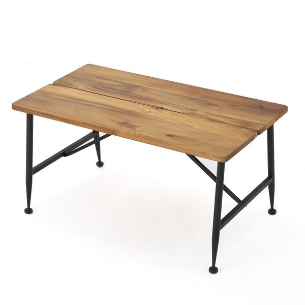 Outdoor industrial acacia wood+metal table，for graden and patio