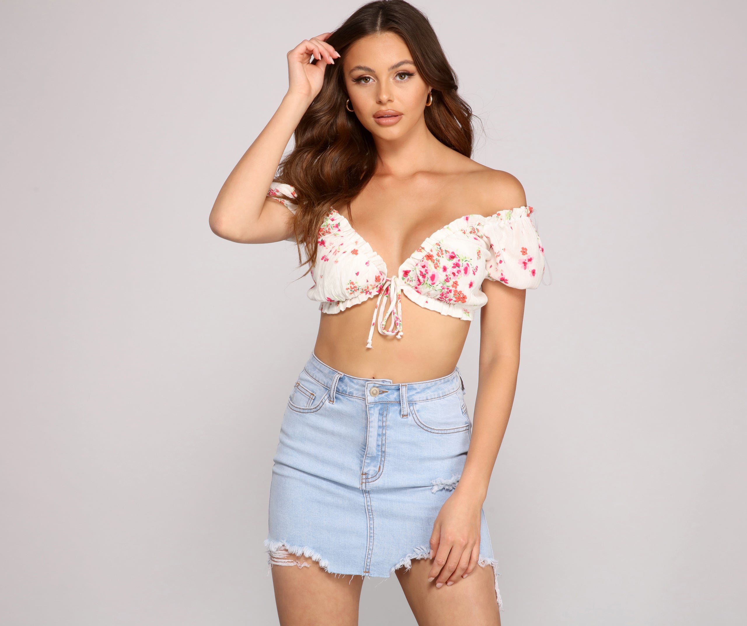 Flower Power Tie-Front Crop Top