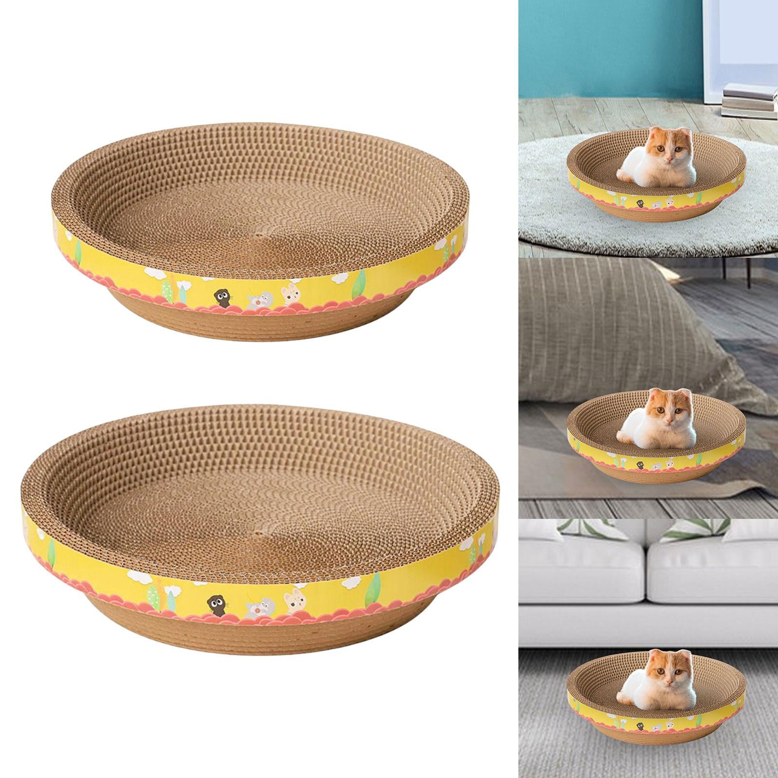 2Pcs Cat Scratcher Cardboard Scratching Bed Wear Resistant Nest Sofa Corrugated Scratch Pad for Small Medium Large Cats， Playing， Kitty Kitten 32cmx9cm 50cmx12cm Yellow