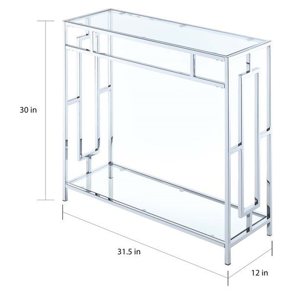Silver Orchid Alberni Chrome/ Glass Hall Table with Geometric Designs