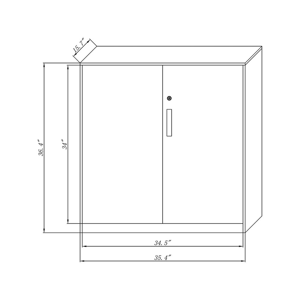 MECOLOR 35.4 in. Metal Office File Cabinet with Door and Lock   White   35.4 X 15.75 X 36.4 In.