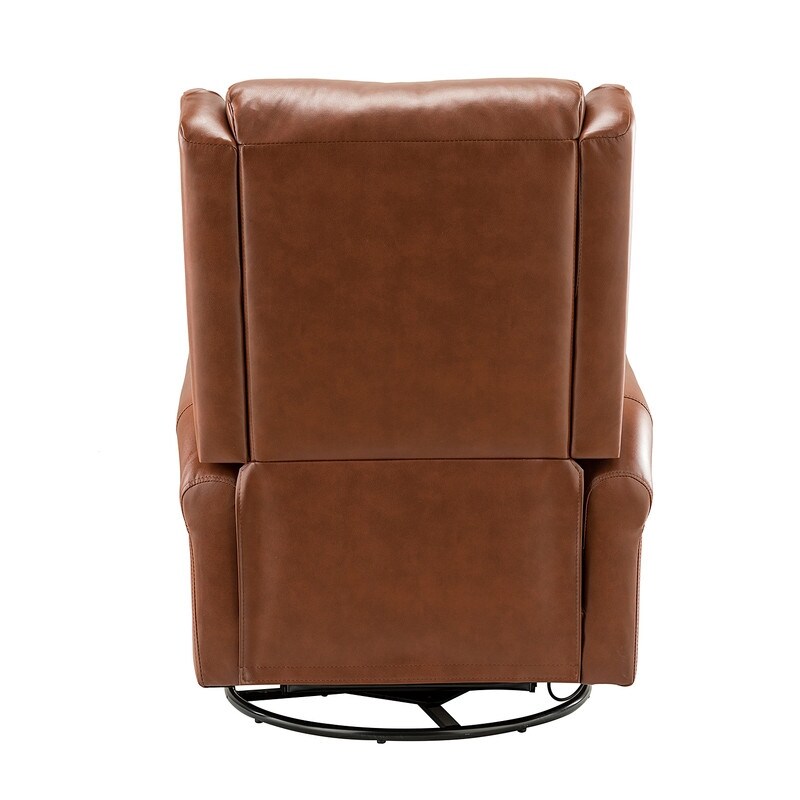 Leather Manual Swivel Recliner with Metal Base