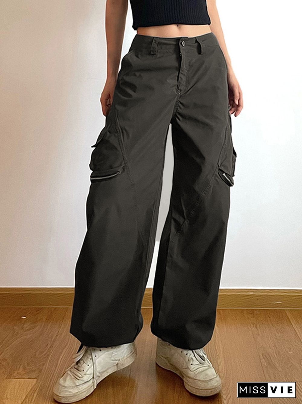 Multiple Pocket Lace Up Cargo Pants