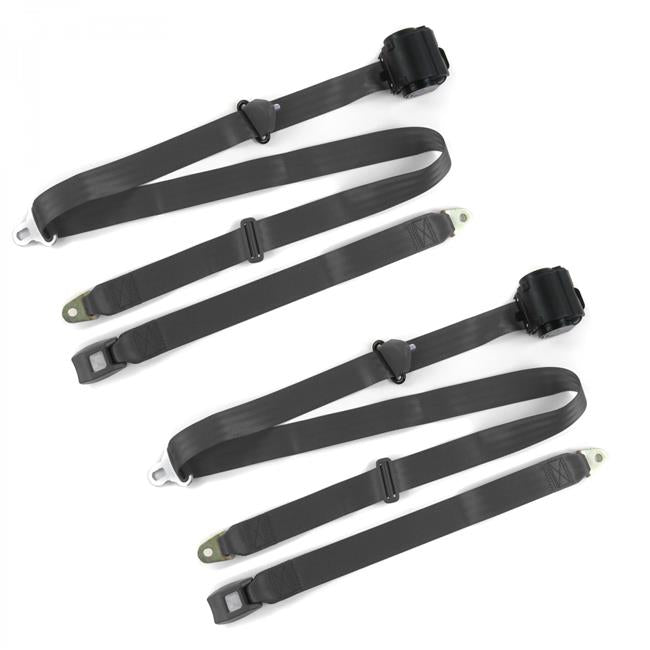 3 Point Standard Retractable Bucket Seat Belt Kit with 2 Belts for 1973-1987 Chevy Truckand#44; Charcoal