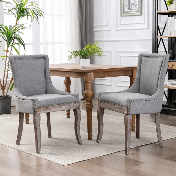 Set of 2 Neutrally Toned Solid Wood Dining Chair， Grey