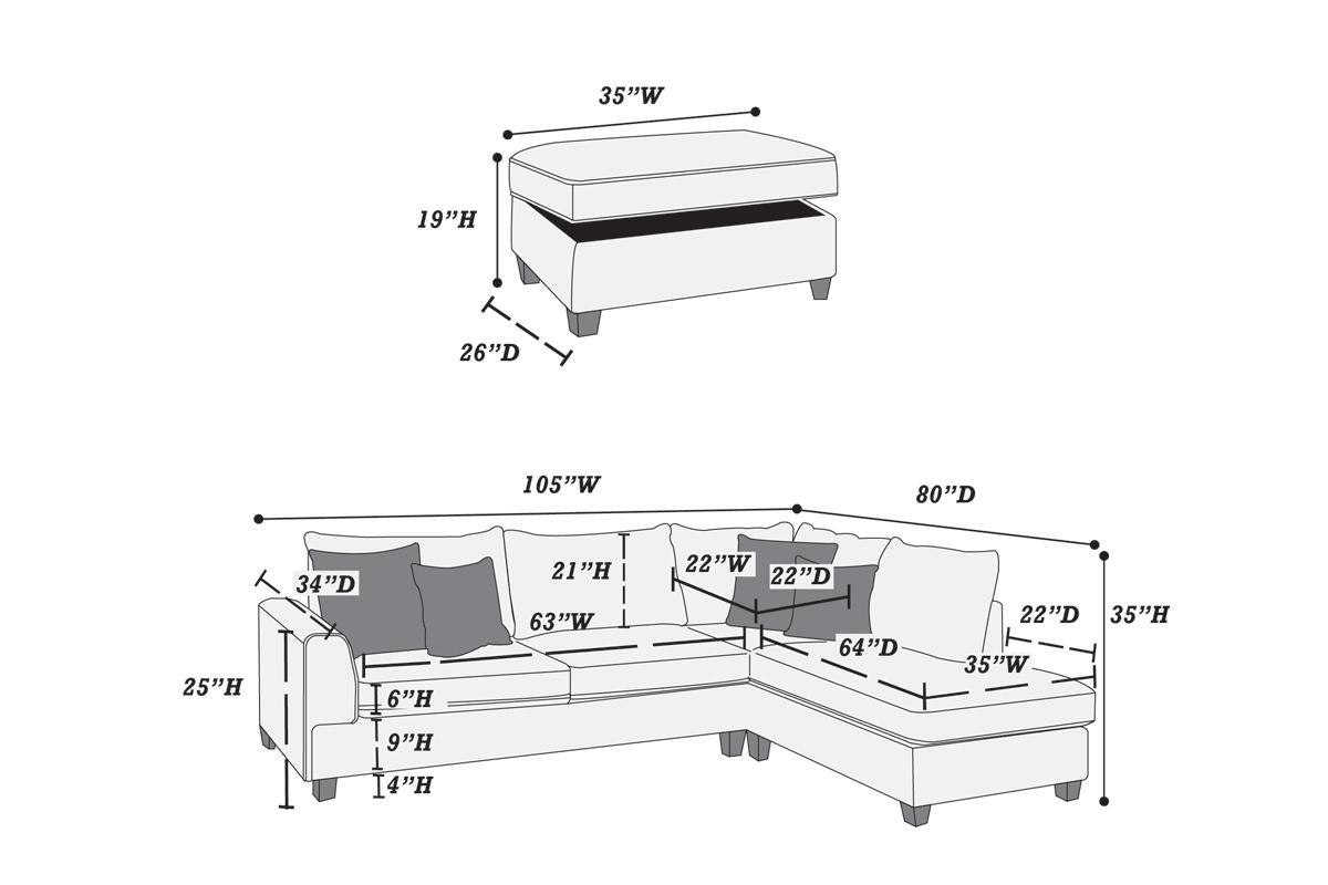 3-Pcs Sectional Sofa -  F6542